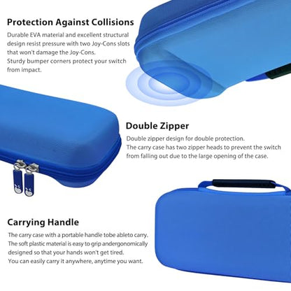 RAVEtone Travel Carrying Case Compatible with Nintendo Switch 2 Model 2025, Large Capacity Premium EVA Portable Hard Shell Pouch Waterproof Game Bag with 32 Game Cartridge Accessories (Blue) - color: Blue, style: Large