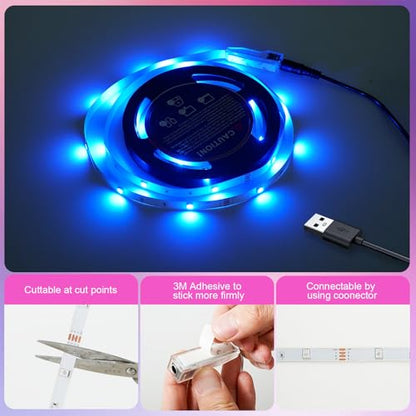 20ft LED Strip Lights Color Changing Mood lamp USB 5V Operated RGB 5050 LED Tape Lights Bedroom, Kitchen Cabinet Light with IR Remote Controller and Dimmable - size: 20FT