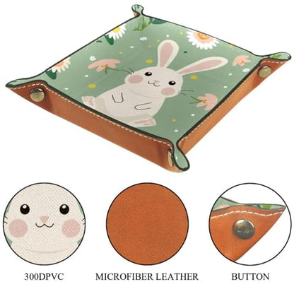 Easter Bunny Dice Tray PU Leather Dice Rolling Tray Folding Dice Holder for Dice Games, Like RPG, DND and Other Table Games - color: Multi 10
