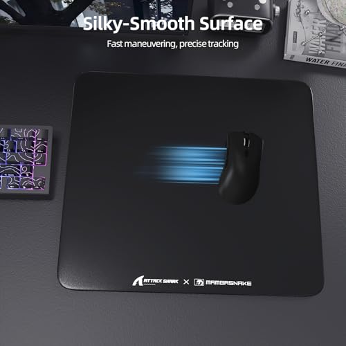 ATTACK SHARK CM05 Glass Gaming Mouse Pad,17.7x15.7 in Large Mouse Mat，Non Slip 9H Hard Mousepads,Nano-Textured Glass Surface with Improved Precision and Speed for FPS Players-Pure Black - color: Pure Black