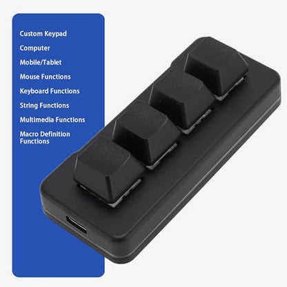 Mini 4 Key Keypad Mechanical Gaming Keyboard, RGB Blue Switch 4 Key Macro USB Keypad, 2.4G One Handed Mini Programmable Keyboard