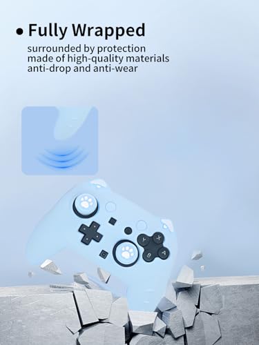 Case for Nintendo Switch 2 Pro Controller,UYRUREL Premium Sillence Material,Shock-Absorbing and Anti Drop Protection Soft Shell,with Stickers and Thumb Grips,Blue. - color: Blue