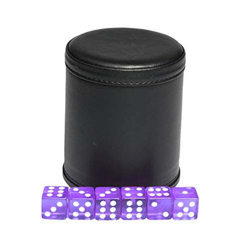 Leatherette Dice Cup Felt Lining Shaker Quiet for Playing Yahtzee/ Farkle/ Liars Dice/ Board Game - color: Purple