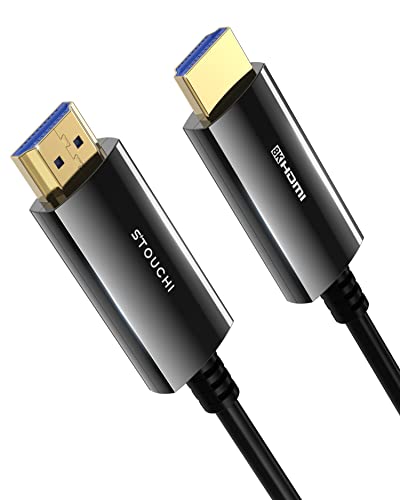 Stouchi 8K HDMI Cable Fiber Optic 50ft, 48Gbps Long Ultra High Speed HDMI® Cable, CL3 Rated in-Wall, 10K 8K60Hz 4K120Hz, Dynamic HDR eARC HDCP 2.2&2.3 Compatible for PS5 Desktop and More - color: Grey, size: 50ft