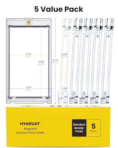 Magnetic Booster Pack Holder – 5 Pack | One Touch UV & Acid-Free Clear Display Case for Standard TCG and Sports Booster Packs