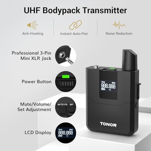 TONOR Wireless Microphone System, 4 * 10-Channel UHF Cordless Handheld Mic Set with Headset/Lavalier Lapel Mics, Bodypack Transmitter, Receiver, 60 m/200ft Range for Karaoke Singing Church PA Speaker - style: 2 Handheld 2 Bodypack Mics