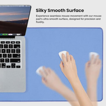ALOANES Non-Slip Extended Mouse Pad Office&Home Desk Mat Stitched Edge | Blue Waterproof Jacquard Mousepad for Laptop Office Home 35.43"x15.74"x0.12" - color: Blue, size: 35.4L x 15.7W inches