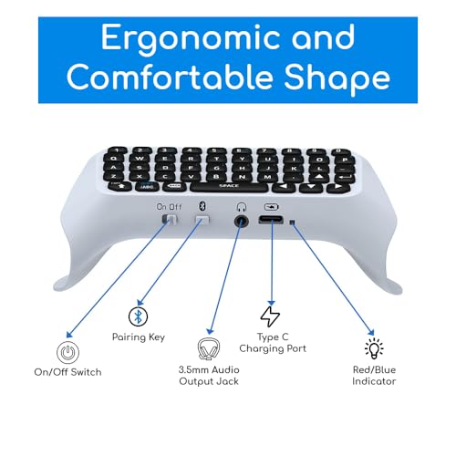Wireless Controller Keyboard for PS5 Pro Mini Portable Gamepad Chatpad with Built-in Speaker for Dualshock 5 Compact Keypad for PS5 Controller Voice Chat Board for Playstation 5 Gamepad Messaging
