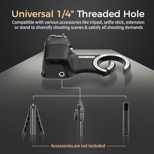 Upgraded Mag-Safe Magnetic Camera Handle Grip with Extended Magnetic Phone Mount with Carabiner & Thumb Rest, Detachable Rechargeable Shutter Remote Compatible with iPhone Pro Max for Video Calls/TK - color: Black, size: ARCO Biner