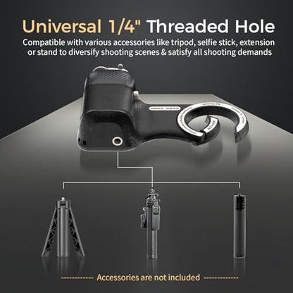 Upgraded Mag-Safe Magnetic Camera Handle Grip with Extended Magnetic Phone Mount with Carabiner & Thumb Rest, Detachable Rechargeable Shutter Remote Compatible with iPhone Pro Max for Video Calls/TK - color: Black, size: ARCO Biner