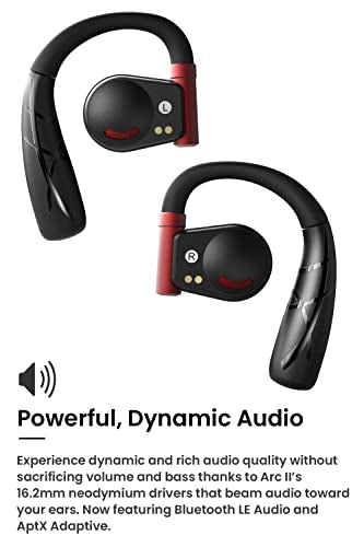 Cleer ARC II Sport Open Ear Headphones, True Wireless Ear Buds with Dual Mic, Sweat Resistant, Multi-Point Connect, 35 Hrs Playtime, Secure Fit, Bluetooth 5.3 Earbuds with Ear Hooks, Preset EQ, Black - color: Black