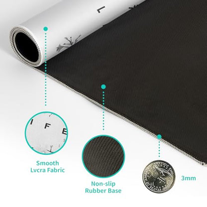 Black and White Mouse Pad 31.5 X 11.8 Inch Japanese Cherry Blossom Extended Large Mouse Mat Non-Slip Rubber Mousepad Stitched Edges Keyboard Mouse Mat Desk Pad for Office Home Game - color: Black and White