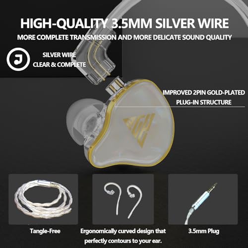 in Ear Monitor, HiFi Headphones with Dual Magnetic Dynamic Driver, White | Hybrid Banlance Armature with Dynamic in Ear Headphones IEM Earphones Gaming Earbuds no Mic - color: YJS-820-White no Mic