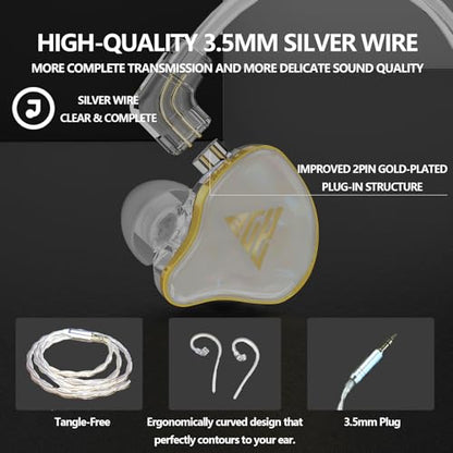 in Ear Monitor, HiFi Headphones with Dual Magnetic Dynamic Driver, White | Hybrid Banlance Armature with Dynamic in Ear Headphones IEM Earphones Gaming Earbuds no Mic - color: YJS-820-White no Mic
