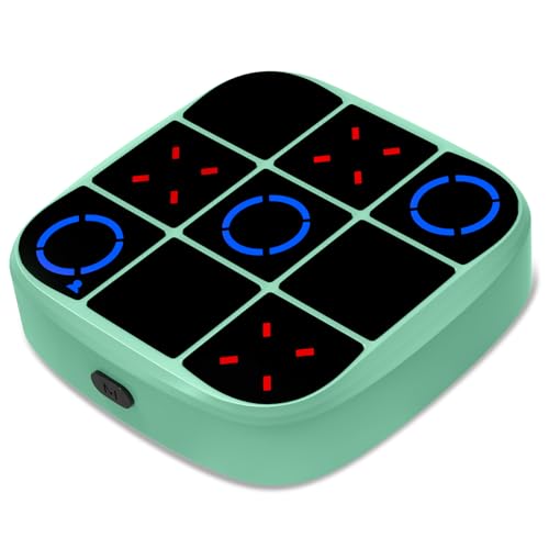 Tic-Tac-Toe Bolt Game, 4-in-1 Handheld Puzzle Games Console, Electronic Tic-Tac-Toe Game for Educational and Memory Growth, Portable Travel Games for Car Ride, Board Games for Kids and Adults (Cyan) - color: Cyan, size: Classic