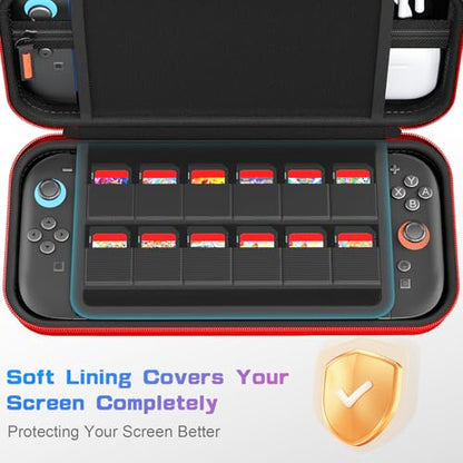 daydayup Switch Carrying Case Compatible with Nintendo Switch 2, with 24 Games Cartridges Protective Hard Shell Travel Carrying Pouch DS Case Red - color: Red, size: 2025-Inch