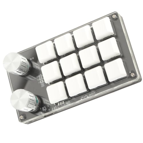 Sonew One Handed Mechanical Keyboard 12 Key Gaming Keyboard DIY Programmable Keypad for Office Gaming Lab(Black White) - color: Black White