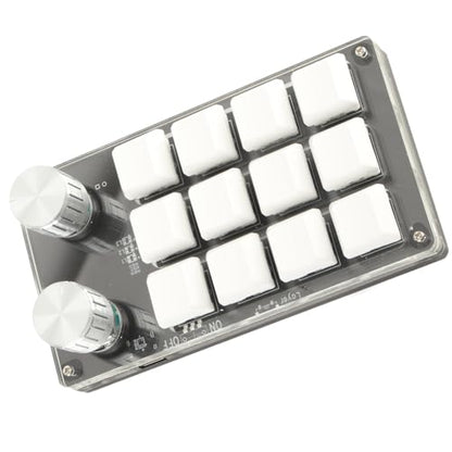 Sonew One Handed Mechanical Keyboard 12 Key Gaming Keyboard DIY Programmable Keypad for Office Gaming Lab(Black White) - color: Black White