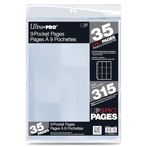 Ultra Pro - 9 Pocket Card Page, 35 Pages of Card Sleeves for Trading Card Binder, Clear