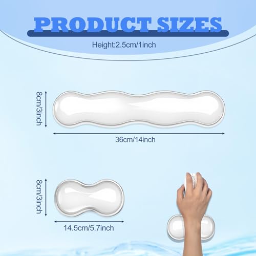 Silicone Gel Keyboard and Mouse Wrist Rest Set, Ergonomic Cool Non-Slip Pad for Typing Pain Relief, Comfort Support for Office Home Computer Laptop, White ﻿ ﻿