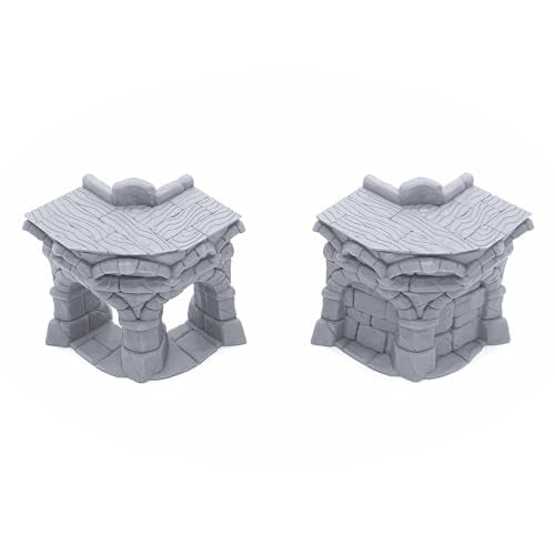Ruined Town Modular Walls II - DND Terrain, 28mm Miniature Wargaming, Tabletop Wargame Scenery