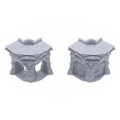 Ruined Town Modular Walls II - DND Terrain, 28mm Miniature Wargaming, Tabletop Wargame Scenery
