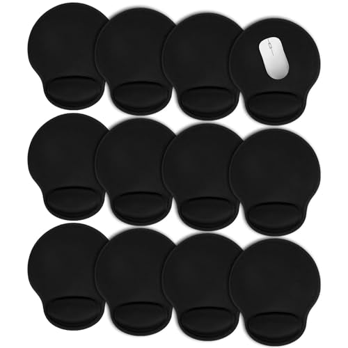 6 Pack Ergonomic Mouse Pad with Smooth Wrist Rest Support Black Memory Foam Mousepad Comfortable Mouse Pads for Non Slip Base for Computer Laptop Gaming Home Office Travel