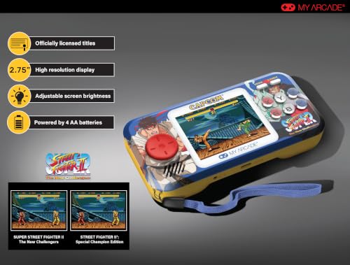 My Arcade Street Fighter II: Capcom, Retro Gaming, 2.8" Screen | Portable Games, 2 Games, Gifts for Birthdays, Blue - style: Street Fighter