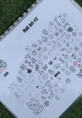 Nail Art Workbook Make Your own Nail Decal Stickers Reusable Gel Nail Design Practice Book for Gel Nail Polish Acrylic Nail foils Crystals Rhinestones Glitter Cartoon Nail Design Guide (1) - color: 1