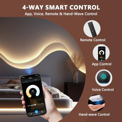 VST 16.4ft Smart Silicone Recessed LED Strip for Wood Slat Wall Panels, 24V | 2700K-6500K Tunable White, Alexa/App/RF Smart Control, Cut-to-Fit Continuous Strip with Quick Connectors for Custom Layouts - color: Smart Control