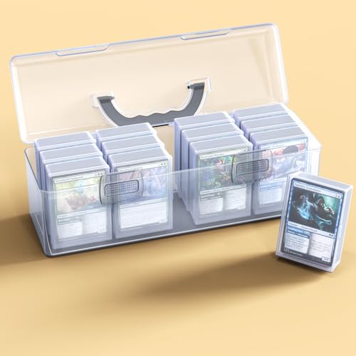 Trading Card Storage Box,Plastic Card Box Set of 14,Portable Sports Card Storage Boxes Holds 900+ Loose Cards, for Collectible Gaming Trading Cards(Cards Not Included)