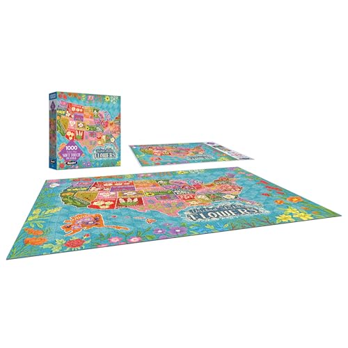 RoseArt - Soft Touch - Flower Map - 1000 Piece Jigsaw Puzzle for Adults - style: Flower Map