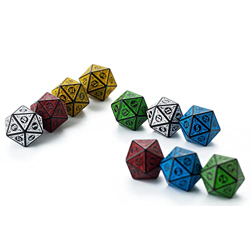 SmartDealsPro 10-Pack Retro 26mm Large 20 Sided Dice D20 Polyhedral Dice for DND RPG MTG Table Game(Mix Retro Color) - color: Mix Retro Color