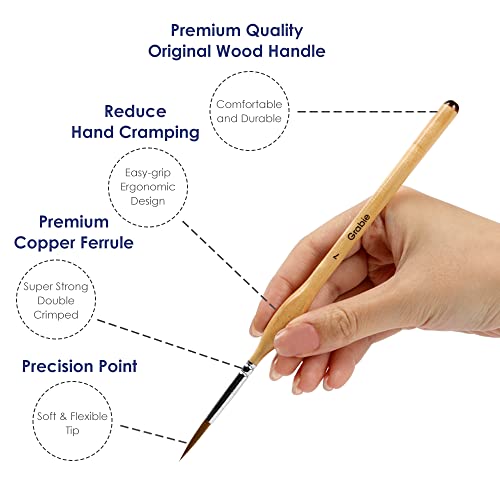 Grabie Paint Brush Set, 11 Pcs Miniature Brushes for Fine Detailing & Art Painting - Acrylic, Watercolor, Oil, Models and Gouache