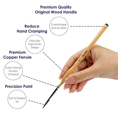 Grabie Paint Brush Set, 11 Pcs Miniature Brushes for Fine Detailing & Art Painting - Acrylic, Watercolor, Oil, Models and Gouache