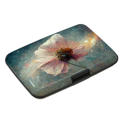 Mini Credit Card Holder, RFID Blocking Aluminum Hard Case, Small Metal Wallet for Business Travel, Starry Sky Flower - color: Starry Sky Flower