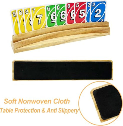 Card Holders for Playing Cards Set of 4 13inch Soild Wood Cards Holders for Kids Seniors Adults 4 Pack, Playing Card Trays/Racks for 5 Crowns Bridge Canasta Strategy Foot and Hand - size: set of 4