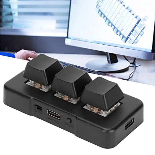 Yoidesu USB Mini 3 Keys Keypad 2.4G Mechanical Gaming Keyboard One Handed Programming Macro Standard Keyboard, RGB Backlight, Bluetooth Connection for Dos for for