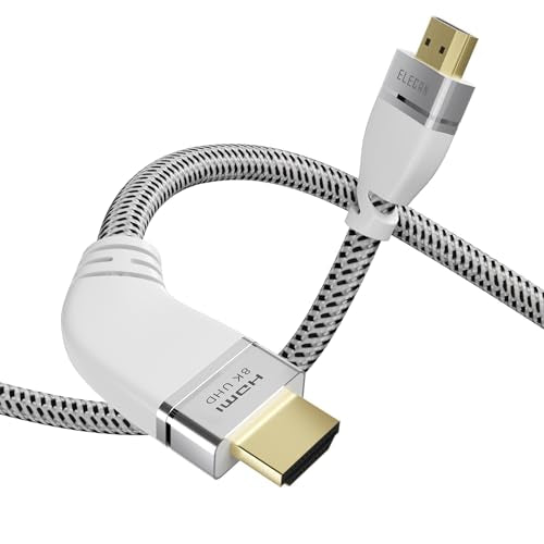 Elecan Certified 8K HDMI 2.1 Cable 3 Ft, Left 45 Degree Angled High Speed 48Gbps Braided HDMI Cord, 8K@60Hz 4K@120Hz 2K 1080P, HDR10+, eARC HDCP 2.3 for Video Gaming PC PS5 Xbox Switch TV Monitor