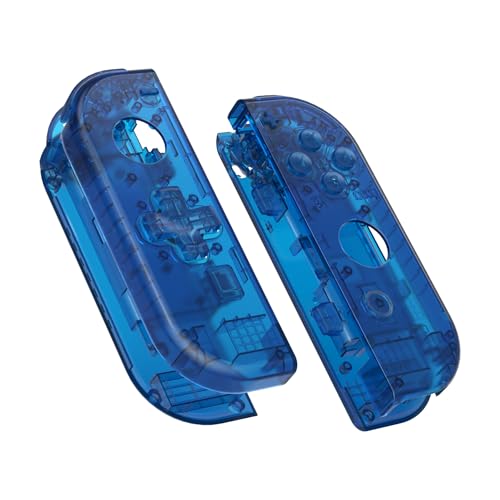 eXtremeRate Transparent Clear Blue Joycon Handheld Controller Housing (D-Pad Version) w/Full Buttons, DIY Replacement Shell Case for Nintendo Switch & Switch OLED Joy-Con – Console Shell NOT Included - color: Clear Blue