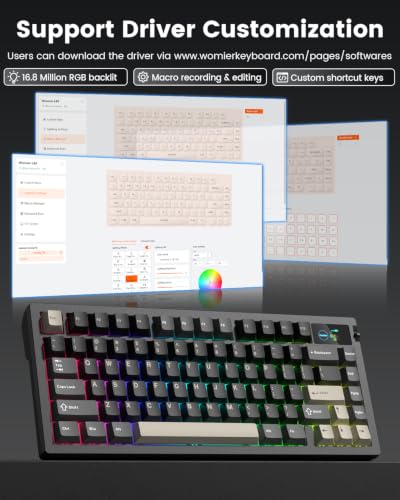 L80 Wireless Gaming Keyboard, 75% Mechanical Keyboard with Smart Display and Knob, Tri-Mode BT/2.4GHz/USB-C, Gasket Mount RGB Backlit, Hot Swappable for PC Mac - color: Black