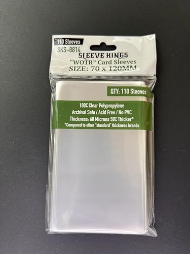 Sleeve Kings Standard Card Sleeves – 110 Count, Clear 60 Micron Thickness, Large Size (70 x 120 mm), Compatible with Cascadia & More – SKU: SKS-8814 - size: 70 x 120 mm, style: WOTR Tarot