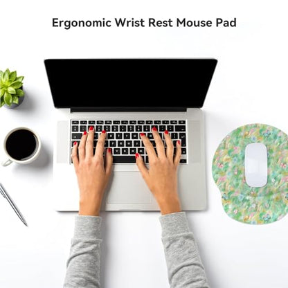 Ergonomic Mouse Pad with Wrist Support,Non-Slip Rubber Base for Computer Laptop & Mac,Lightweight Rest for Home,Office & Travel (Green and Buttflies) - color: Green and Buttflies