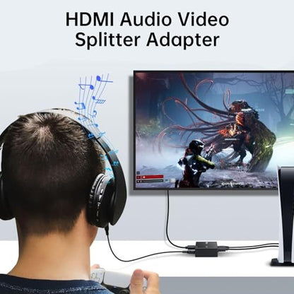 4K HDMI Audio Extractor Splitter, HDMI Audio Video Converter Adapter + Optical Toslink SPDIF + AUX 3.5mm Audio Jack Analog Audio Compatible with Fire Stick, Blu-Ray Player