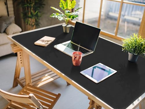 Large Tabletop Game Playmat,Poker Mat，Water and Stain Resistant Non-Slip Desk Mat,Mahjong Mat,Card and Roleplaying Games MAT Thick Stitched Edge Cushioned Rubber Mat(160 * 80cm*2mm) Black - color: Black, size: 160 x 80 x 0.2 cm