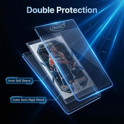 DEDC 400ct Card Sleeves Set - 200 Semi Rigid Card Holders and 200 Penny Sleeves for PSA Grading, Standard Size Card Saver 1 and Soft Trading Card Protectors for Baseball Basketball Sports Cards - size: 200 Semi Rigid & 200 Penny Sleeves