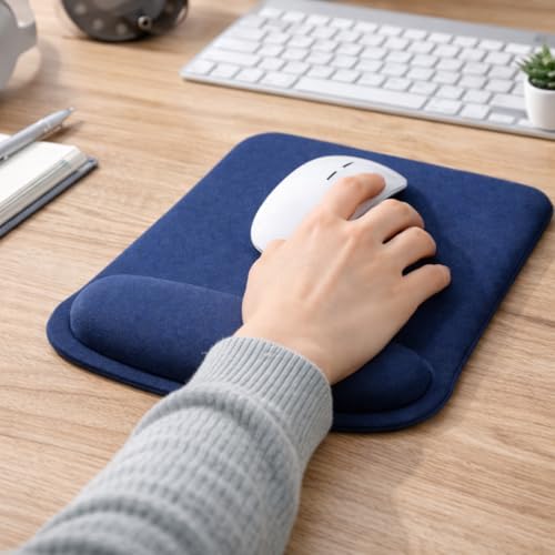 Ergonomic Meomory Foam Mouse Pad with Wrist Support, Orange, Ultra-Smooth Surface, Anti-Slip Base (Blue, Medium) - color: Blue