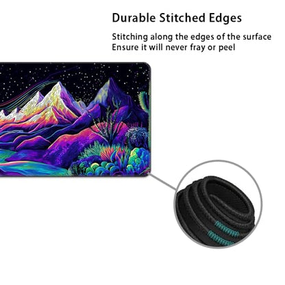 Desk Mat, Large Gaming Mouse Pad with Wrist Rest, 4 in1 XXL Mouse pad+Keyboard Wrist Rest+Mouse Pad Wrist Support+Cup Coaster Set, Ergonomic Desk Pad for Home Office, Neon Landscape - color: Neon Landscape