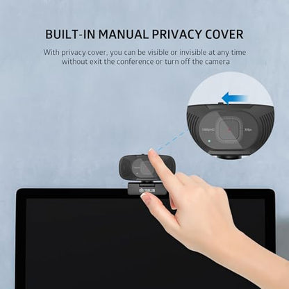 TOALLIN 1080P FHD Auto-Focus Webcam with Dual Microphones, Computer Web Camera, 90° Wide Angle, Privacy Shutter, USB Webcam for Video Calls - style: 1080P Auto Focus Webcam