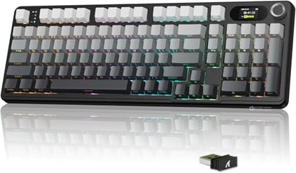 MAMBASNAKE Attack Shark X98 Pro Wireless Mechanical Keyboard with Screen & Knob,2.4G/USB-C/BT5.0 Gasket Hot Swappable Creamy Keyboard102 Keys, Web Driver RGB Gaming Keyboard for PC/Mac/PS4/Xbox - color: Black